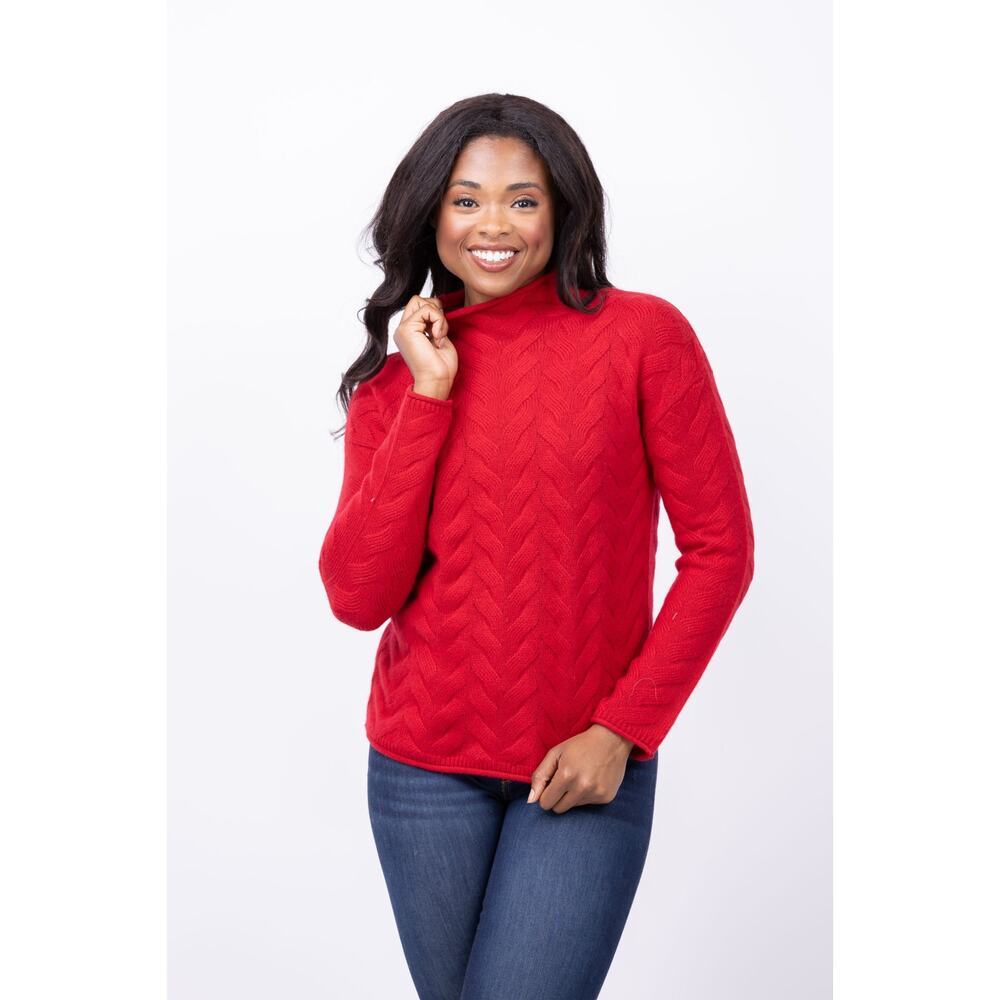 Tyler Boe Cashmere Basketweave Sweater in Red Admiral Size Large